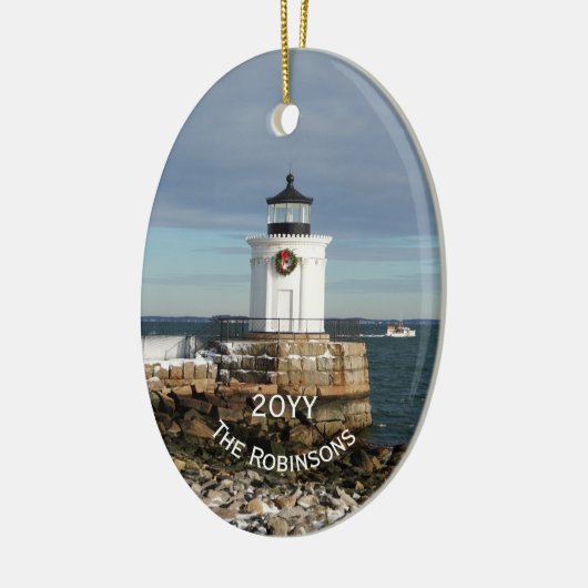 Portland Breakwater Lighthouse Christmas Keramik Ornament (Links)