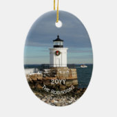 Portland Breakwater Lighthouse Christmas Keramik Ornament (Hinten)