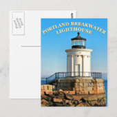 Portland Breakwater Lighthouse, Maine Postcard Postkarte (Vorne/Hinten)