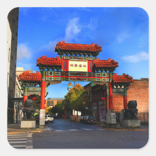 Portland Chinatown Gate #1 Quadratischer Aufkleber
