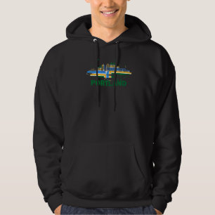Portland City Flag Downtown Skyline Portland Skyl Hoodie