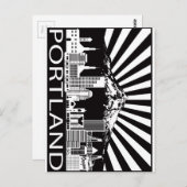 Portland City Skyline und Monte Hood Schwarz-weiß Postkarte (Vorne/Hinten)