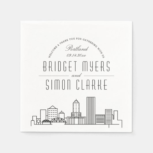 Portland Deko Skyline | Hochzeitsveranstaltung Nap Serviette (Vorderseite)