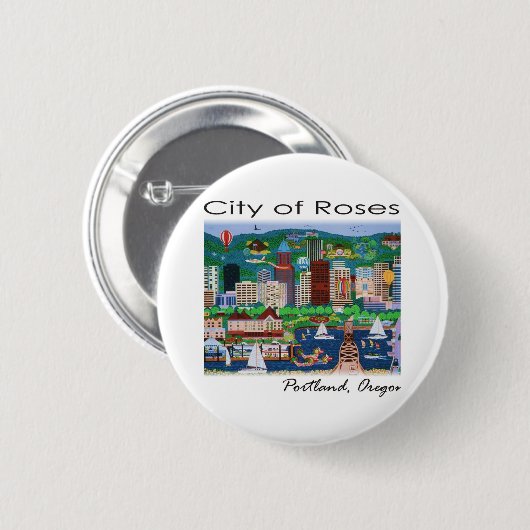 Portland~ Die Stadt der Rose Button (Vorne & Hinten)