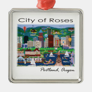 Portland ~ Die Stadt der Rosen Silbernes Ornament