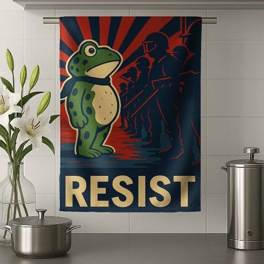 Portland Frosch Protest Geschirrtuch
