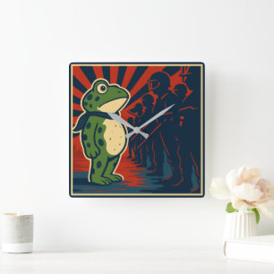 Portland Frosch Protest Quadratische Wanduhr