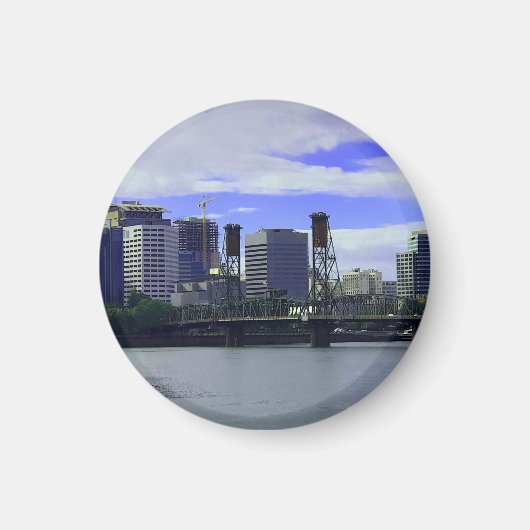Portland Hawthorne Bridge #1 Round Magnet (Vorne)