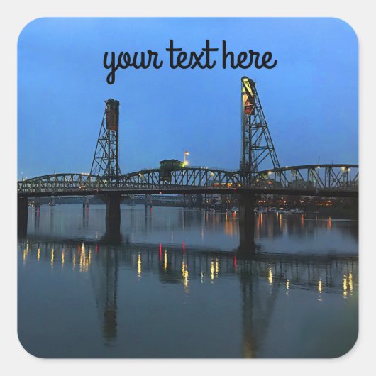 Portland Hawthorne Bridge #2 Quadratischer Aufkleber (Vorderseite)