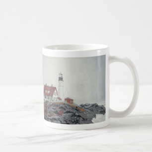 Portland Head Leuchtturm im Nebel Kaffeetasse