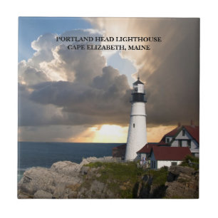 Portland Head Leuchtturm Maine Sonnenuntergang Fot Fliese