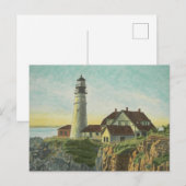 Portland Head Light Aquarell Postkarte (Vorne/Hinten)