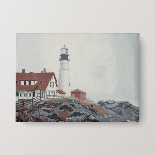 Portland Head Light in Nebel Button (Vorderseite)
