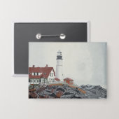 Portland Head Light in Nebel Button (Vorderseite/Rückseite)
