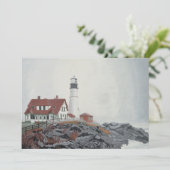 Portland Head Light in Nebel Einladung (Stehend Vorderseite)