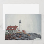 Portland Head Light in Nebel Einladung (Vorne/Hinten)