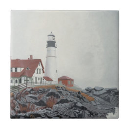 Portland Head Light in Nebel Fliese