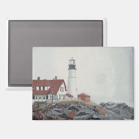 Portland Head Light in Nebel Magnet (Vorderseite/Rückseite)