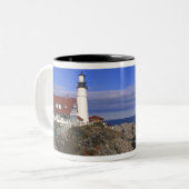 Portland Head Light Lighthouse Maine Zweifarbige Tasse (Vorderseite Links)