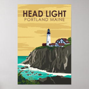 Portland Head Light Maine Vintag Art Poster