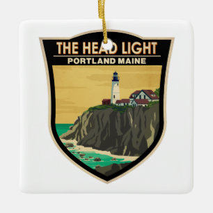 Portland Head Light Maine Vintage Kunst Keramikornament
