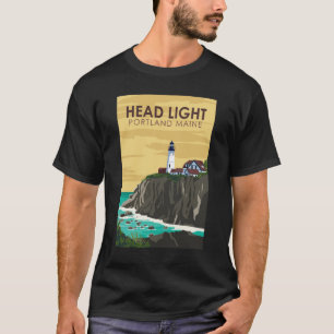Portland Head Light Maine Vintage Kunst T-Shirt