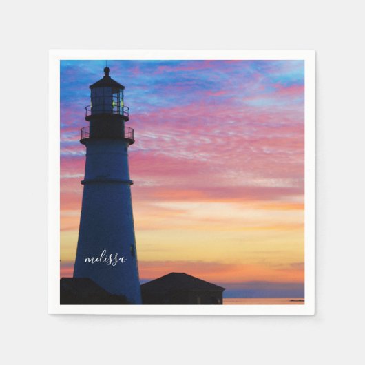 Portland Head Light Sunrise Maine Lighthouse Serviette (Vorderseite)
