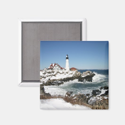 Portland Head Light Winter Magnet (Vorderseite/Rückseite)