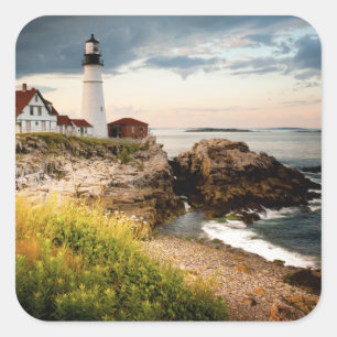 Portland Head Lighthouse Cape Elizabeth, Me Quadratischer Aufkleber