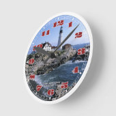 Portland Head Lighthouse Clock Runde Wanduhr (Winkel)