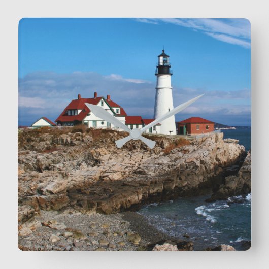 Portland Head Lighthouse, Maine Quadratische Wanduhr (Vorderseite)