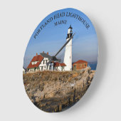 Portland Head Lighthouse, Maine Round Clock Große Wanduhr (Winkel)