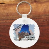 Portland Head Lighthouse Maine Silhouette Schlüsselanhänger (Vorderseite)