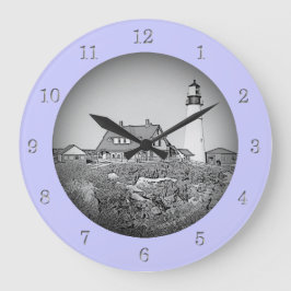 Portland Head Lighthouse Maine Sketch Wall Clock Große Wanduhr