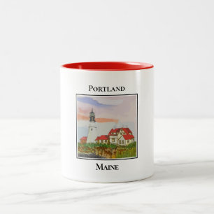 Portland Head Lighthouse, Maine Zweifarbige Tasse