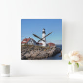Portland Head Lighthouse Quadratische Wanduhr (Zuhause)
