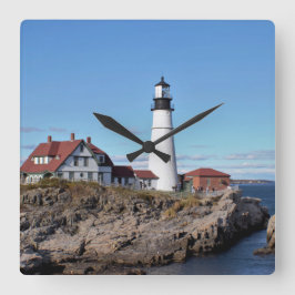 Portland Head Lighthouse Quadratische Wanduhr