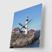 Portland Head Lighthouse Quadratische Wanduhr (Winkel)