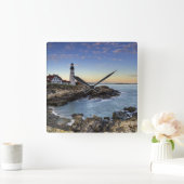 Portland Head Lighthouse Quadratische Wanduhr (Zuhause)