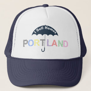 Portland Immobilien Häuser Navy Baseballkappe Hut Truckerkappe