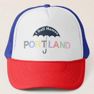 Portland Immobilien Häuser Navy Baseballkappe Hut Truckerkappe