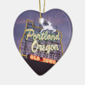 Portland Landschaftliches Weihnachtsherz Keramikornament (Links)