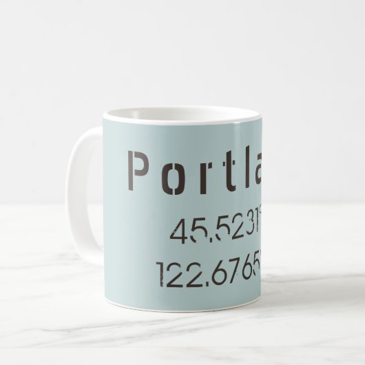 Portland Latitude & Longitude Kaffeetasse (Vorderseite Links)