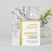 Portland Liebe Locator | Städtische Hochzeit Folieneinladung (Stehend vorne)