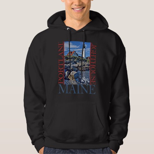 Portland Lighthouse Maine 1875 Design Hoodie (Vorderseite)