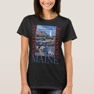 Portland Lighthouse Maine 1875 Design T-Shirt