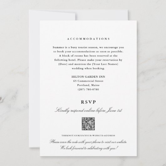 Portland Maine All-in-One QR Code UAWG Wedding Einladung (Rückseite)