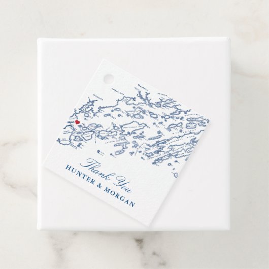 Portland Maine Casco Bay Karte Blaue Hochzeit Geschenkanhänger (Beispiel)