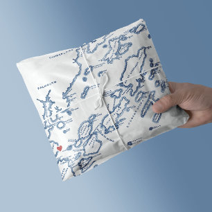 Portland Maine Casco Bay Karte Elegante Marine Blu Seidenpapier