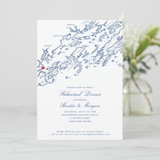 Portland Maine Casco Bay Karte Probe Abendessen (Stehend Vorderseite)